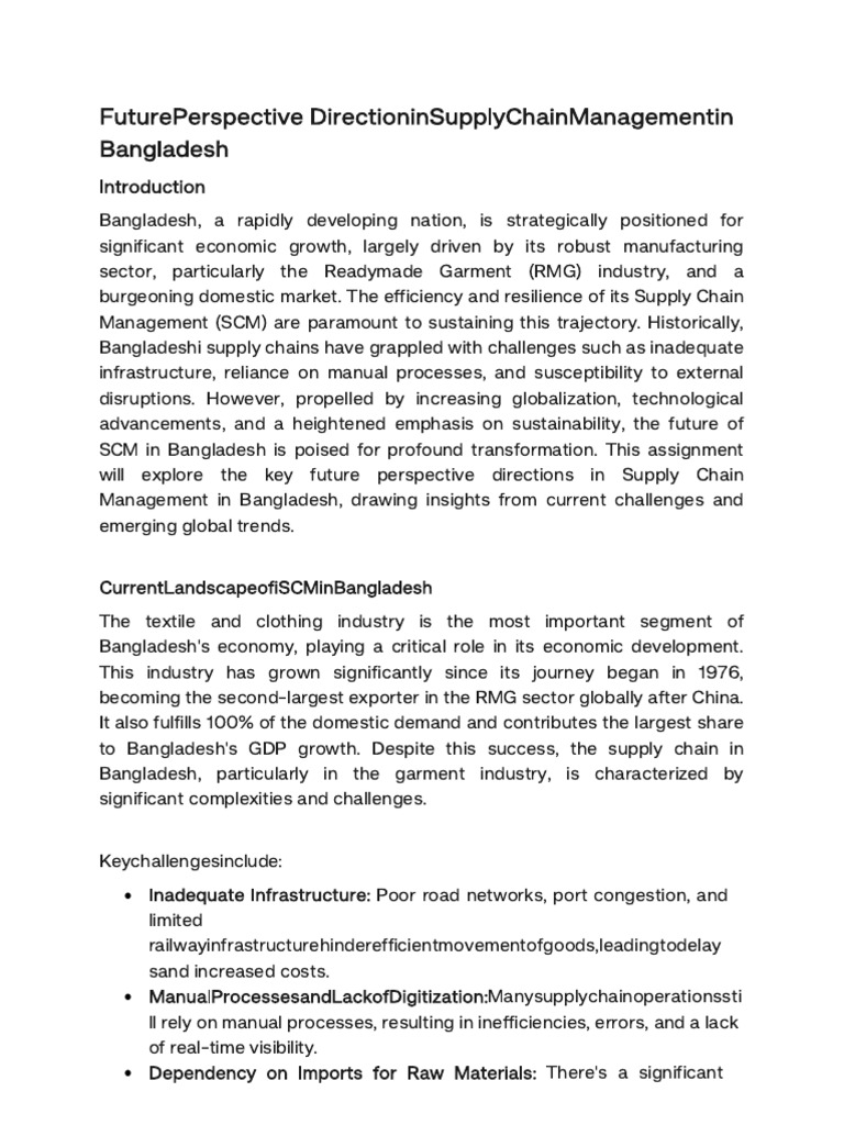 Future of Supply Chain Management in Bangladesh | PDF | Supply Chain ...
