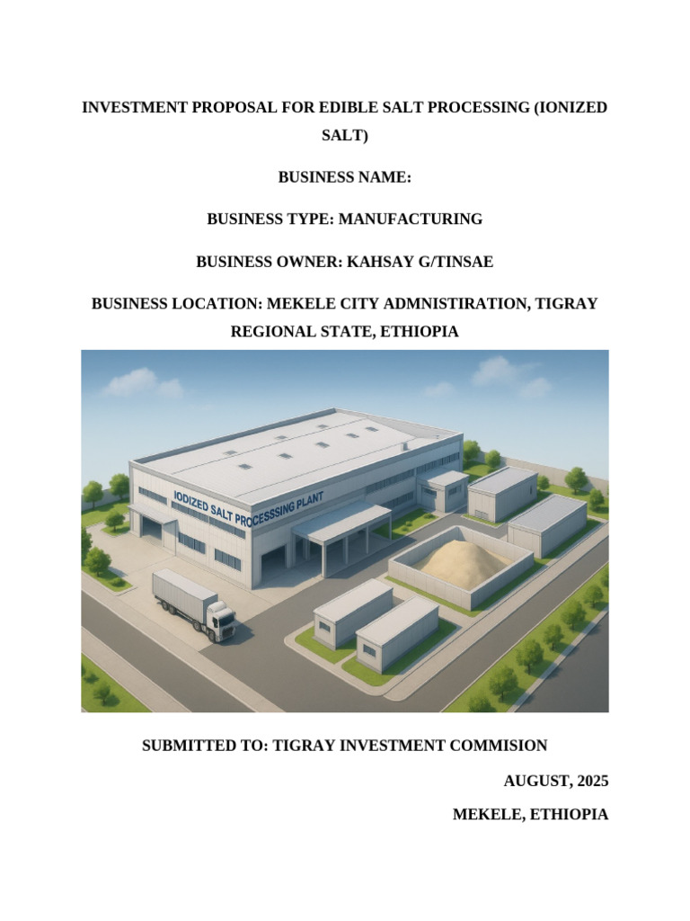 Iodized Salt Plant Investment Proposal | PDF | Salt | Expense