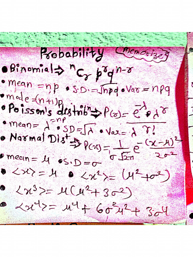 Probability Sticky Notes Csir Net | PDF