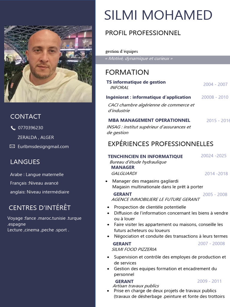 Profil professionnel de Mohamed Silmi | PDF