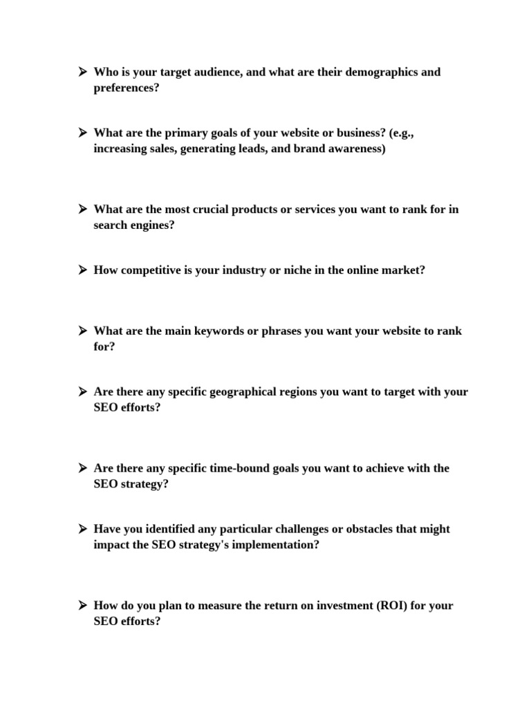 SEO Questionaire | PDF