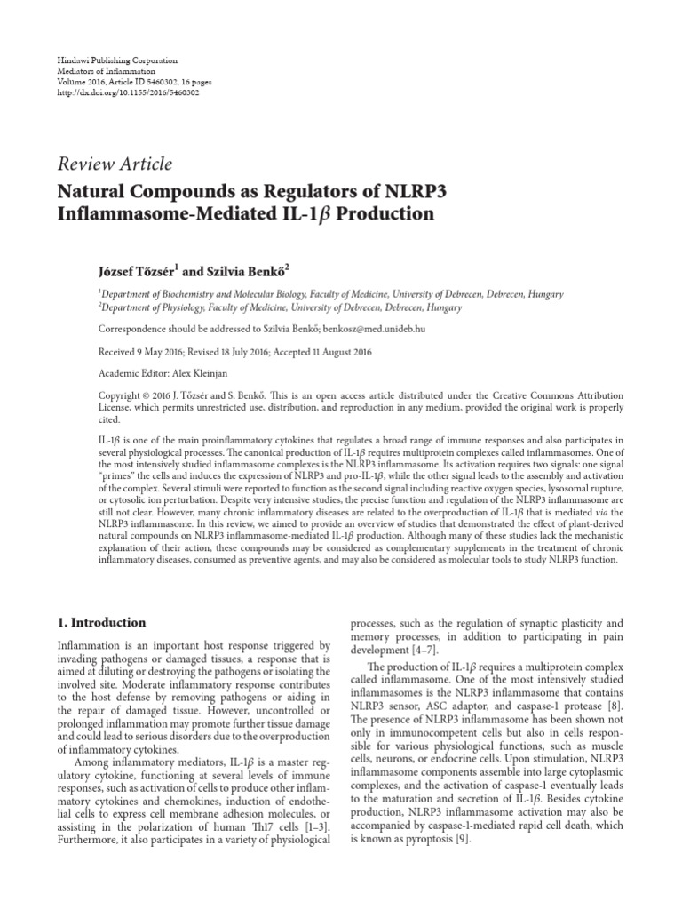Natural Compounds and NLRP3 Inflammasome | PDF | Mitochondrion ...