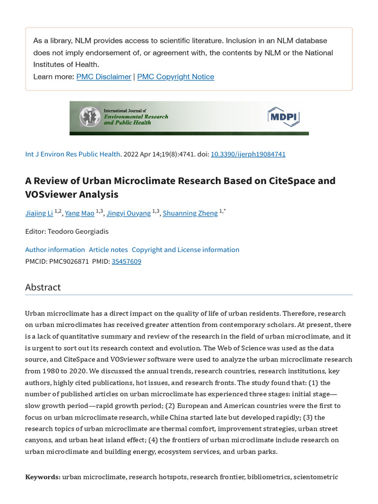 A Review of Urban Microclimate Research Based On Citespace and ...