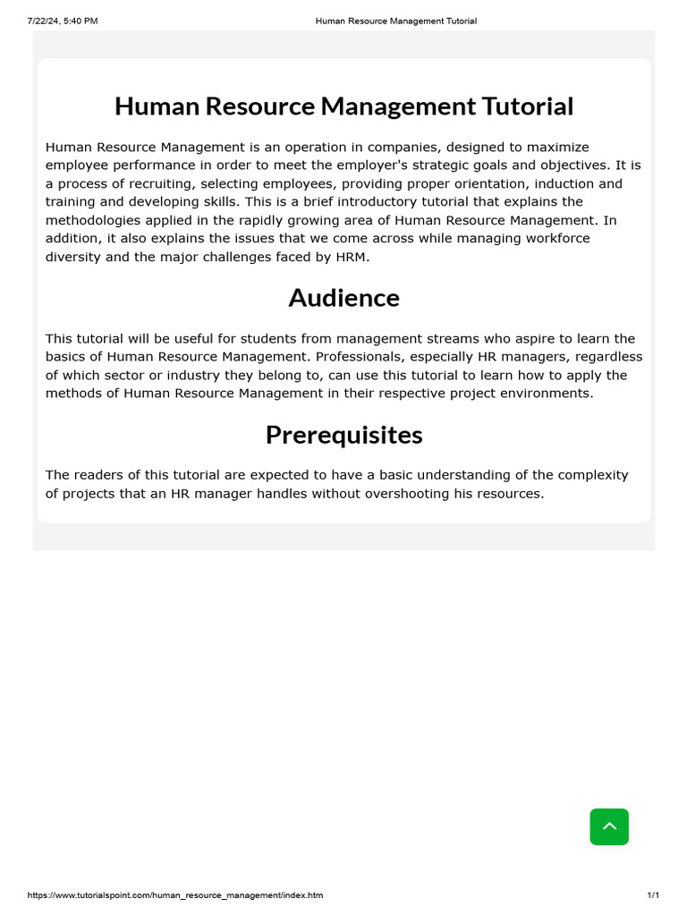 Human Resource Management Basics Guide | PDF
