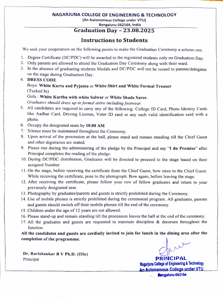 Graduation Day Instructions for Graduates | PDF | Identity Document