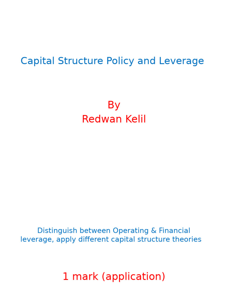 Capital Structure Policy Overview | PDF | Capital Structure | Cost Of ...