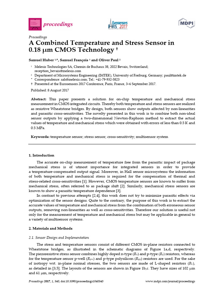 CMOS Temperature and Stress Sensor Design | PDF | Sensor | Resistor