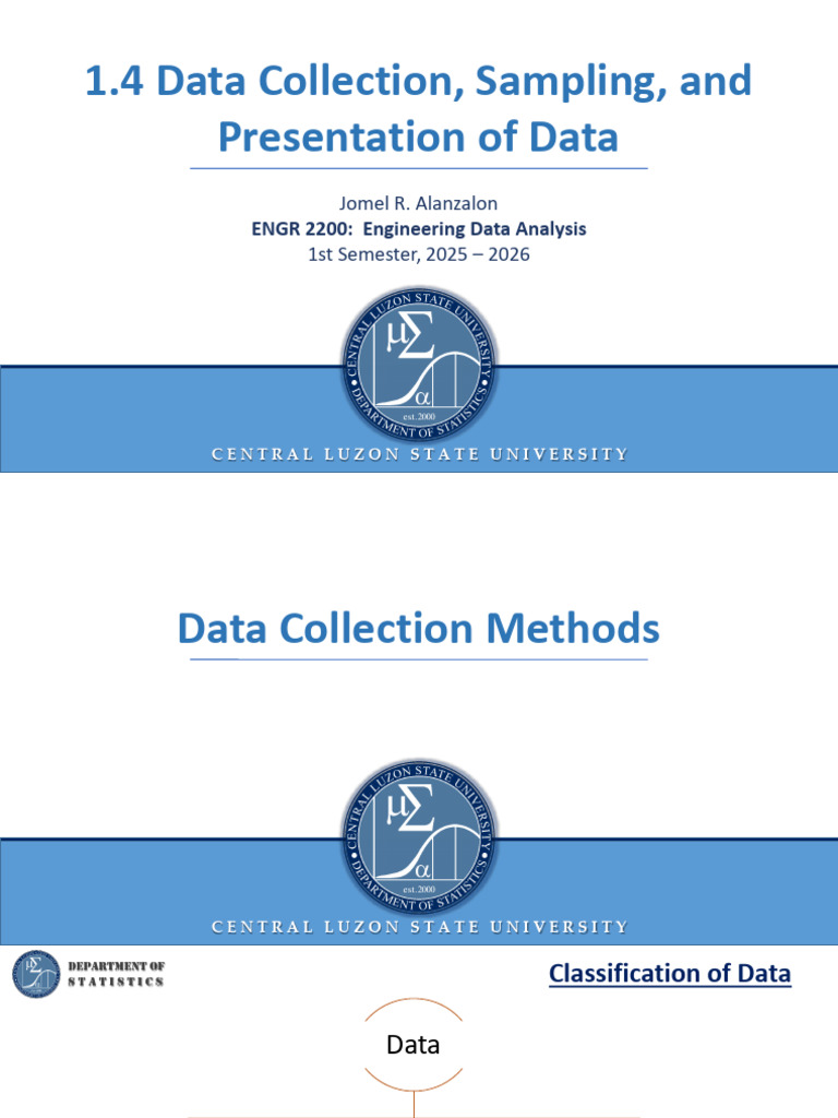 ENGR2200 Module 2. Data Collection, Sampling, and Presentation of Data ...