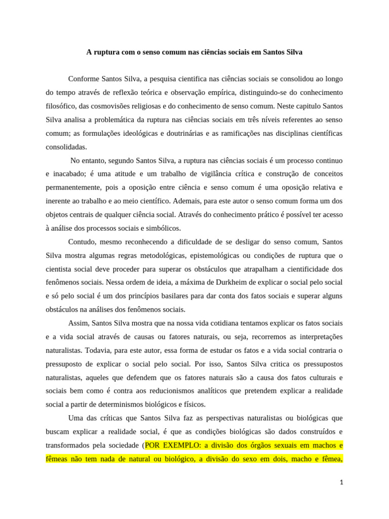 Ruptura do Senso Comum nas Ciências Sociais | PDF | Sociologia | Science
