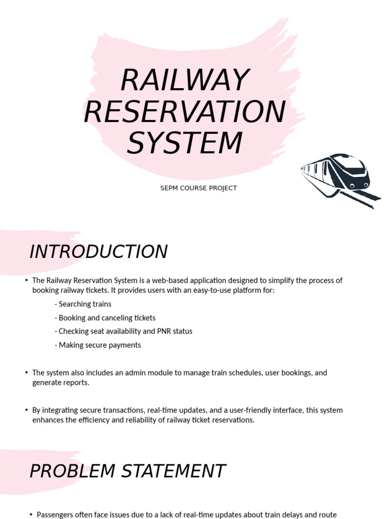 Railway Reservation System Overview | PDF | Information Technology ...