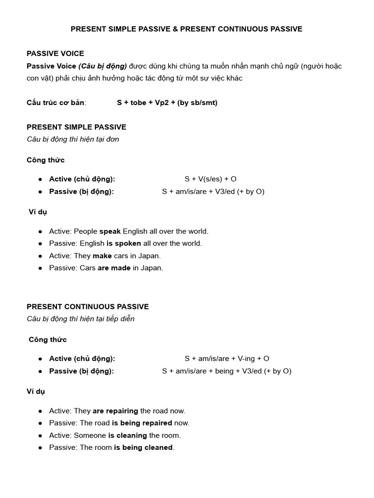 Present Simple Passive & Present Continuous Passive | PDF