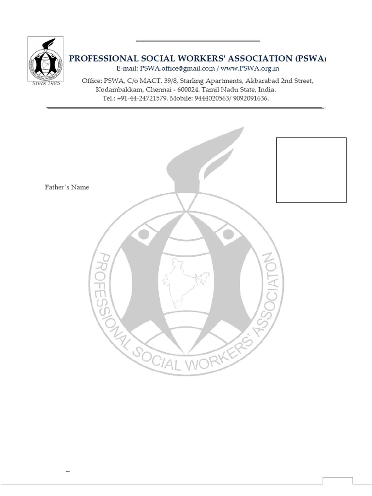 PSWA Membership Application Form | PDF | Identity Document | Government ...