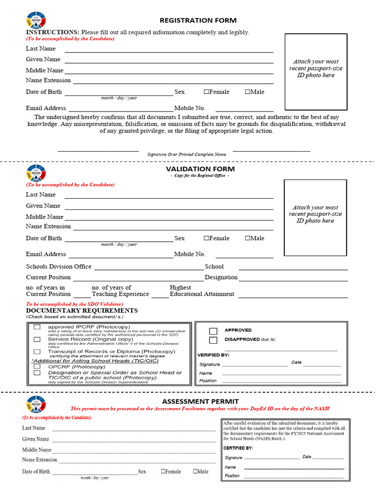 NASH Registration Form Instructions | PDF