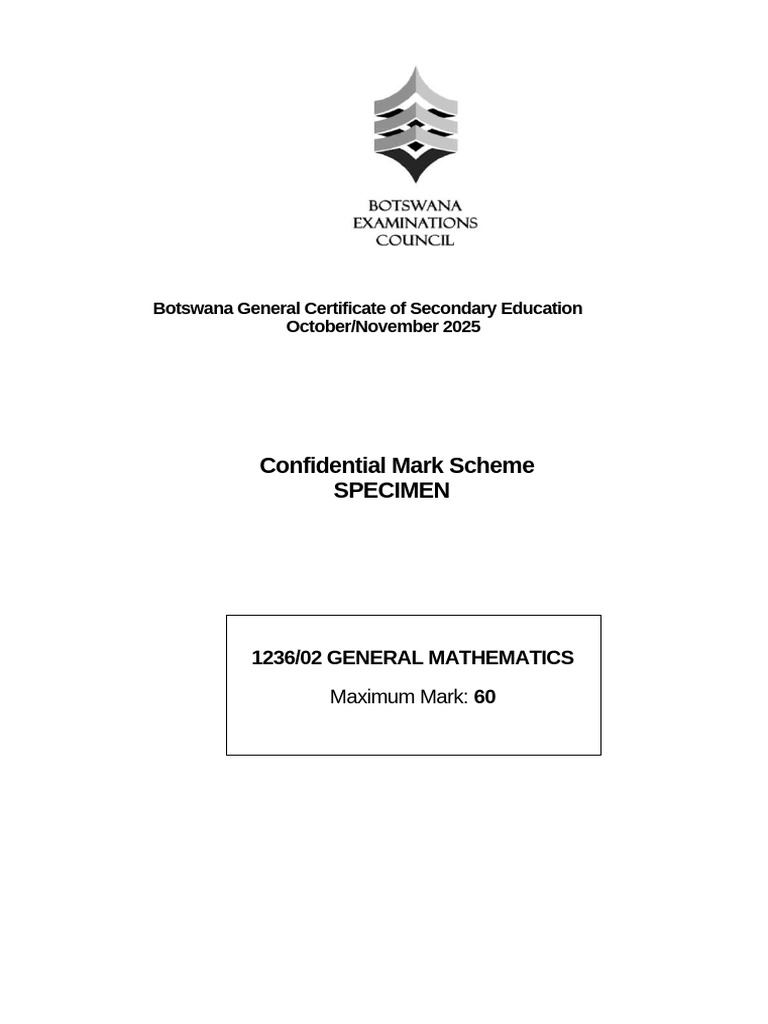 Botswana 2025 Math Mark Scheme | PDF | Mathematics