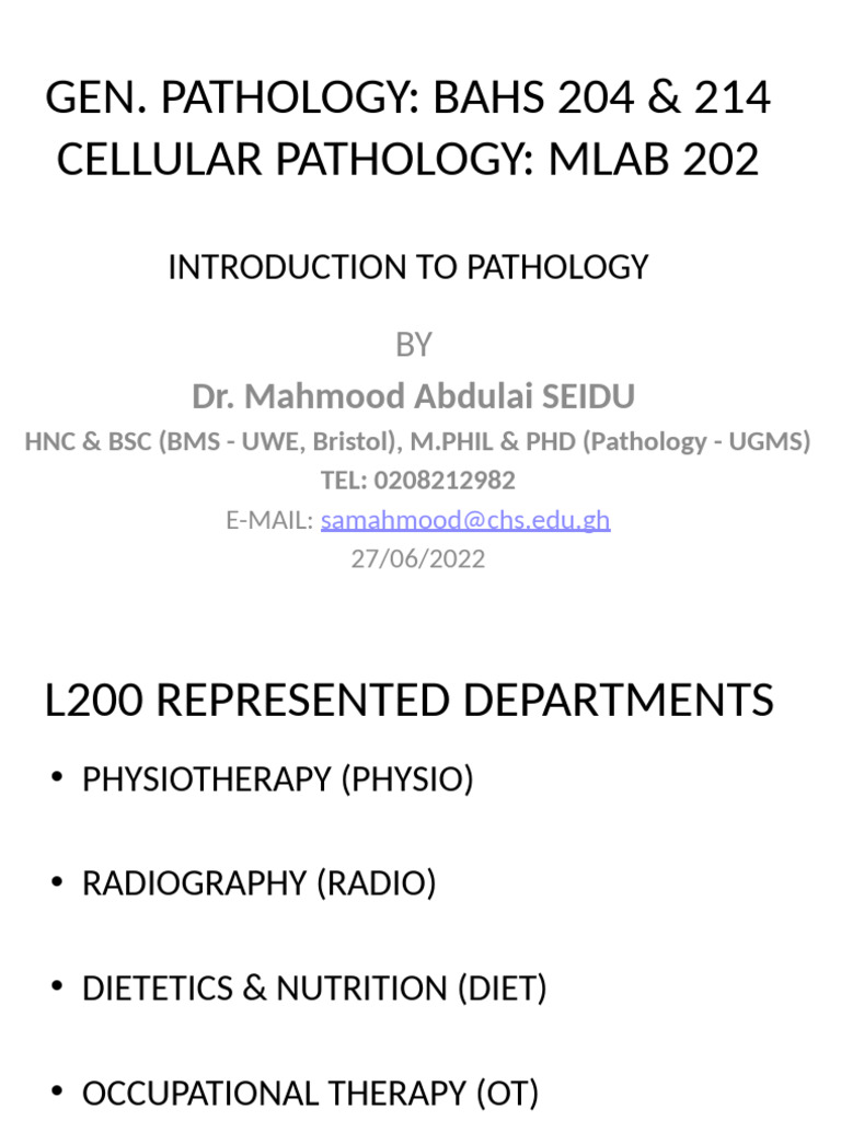 Introduction to Pathology Overview | PDF | Histopathology | Cytopathology