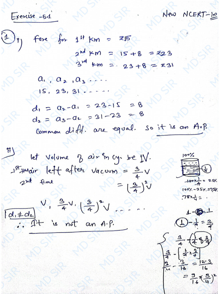 Class 10 New Ncert Arithmetic Progressions Notes by MD Sir | PDF