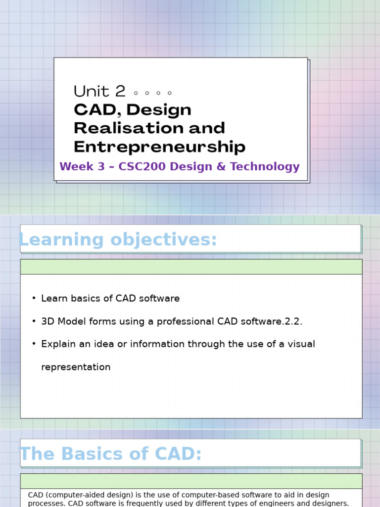 Unit 2 CAD, Design Realisation and Entrepreneurship | PDF | Computer ...