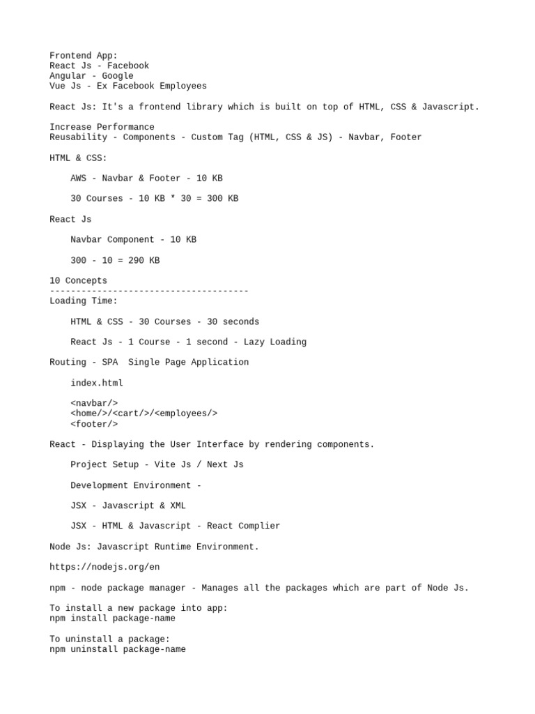 React App Setup with Vite and Node.js | PDF