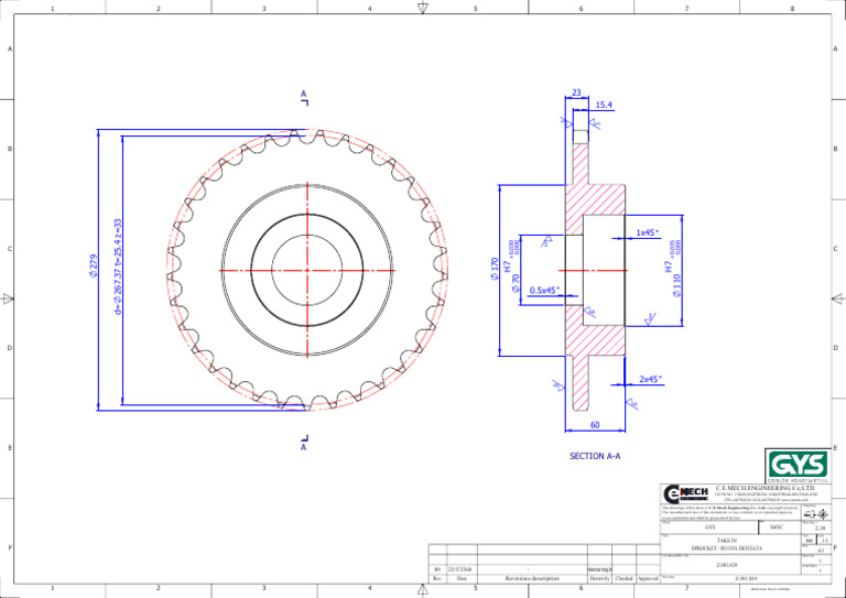 Sprocket Design Drawing - C.E.Mech | PDF