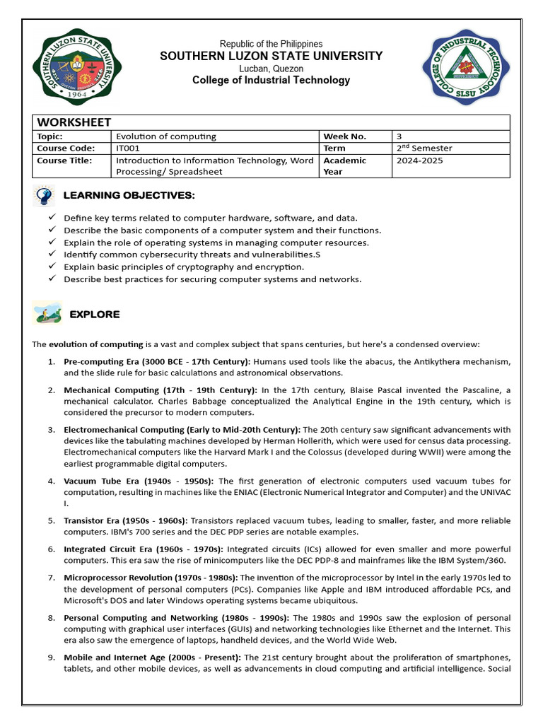 It001 Worksheet Week 3 2 | PDF | Personal Computers | Mobile Device