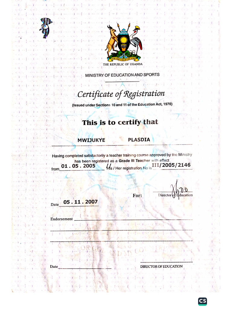 Grade III Registration | PDF
