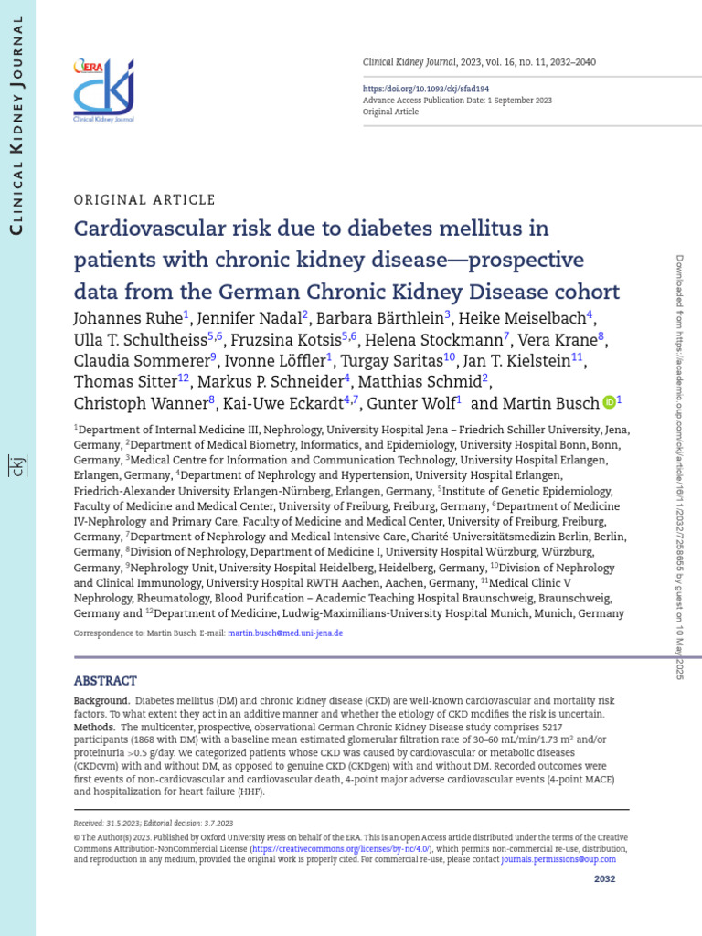 Diabetes and CKD: Cardiovascular Risks | PDF | Chronic Kidney Disease ...