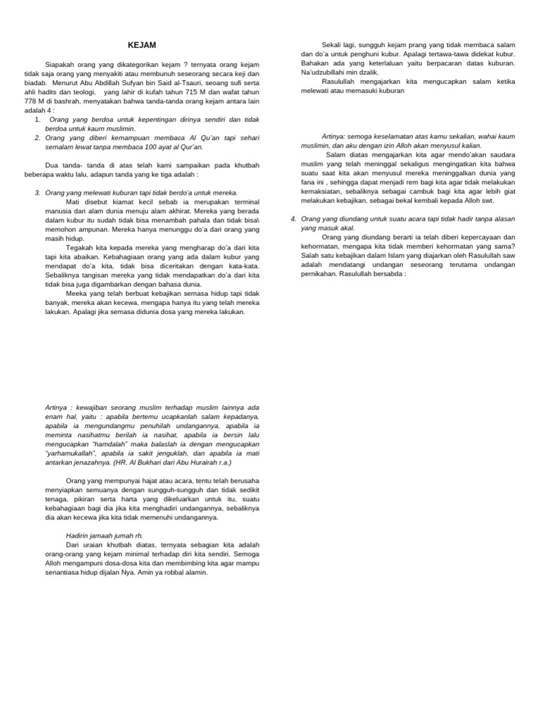 Tanda-Tanda Orang Kejam dalam Islam | PDF