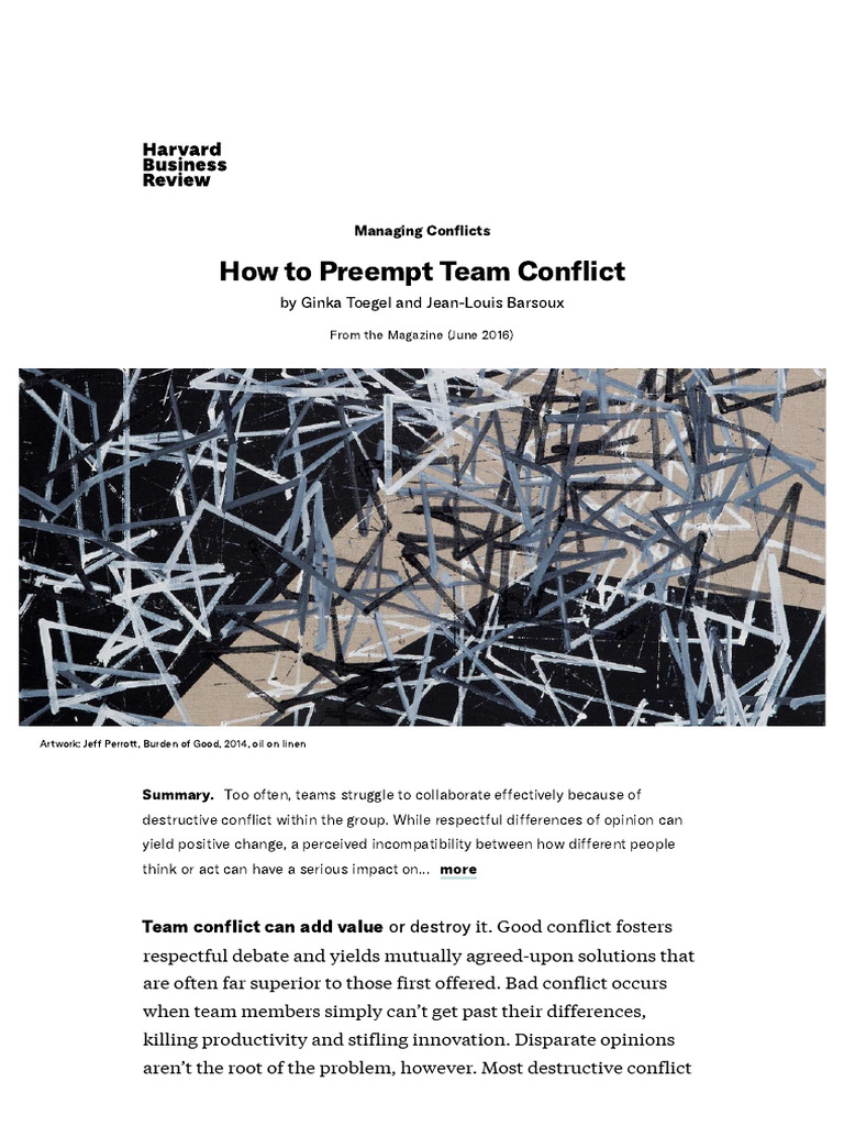 How To Preempt Team Conflict | PDF | Emotions | Anger