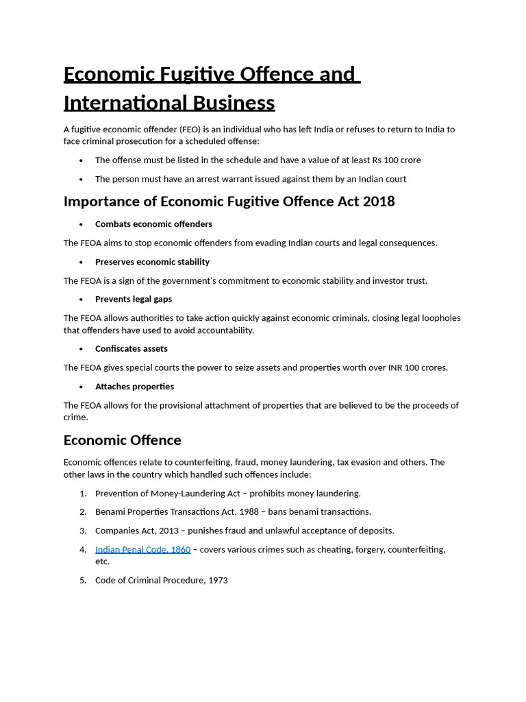 Economic Fugitive Offence Act Overview | PDF | Crimes | Crime & Violence