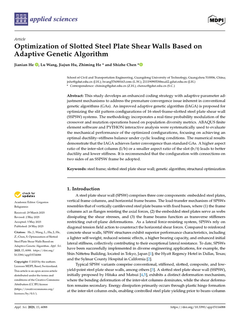Optimization of Steel Plate Shear Walls | PDF | Buckling | Genetic ...