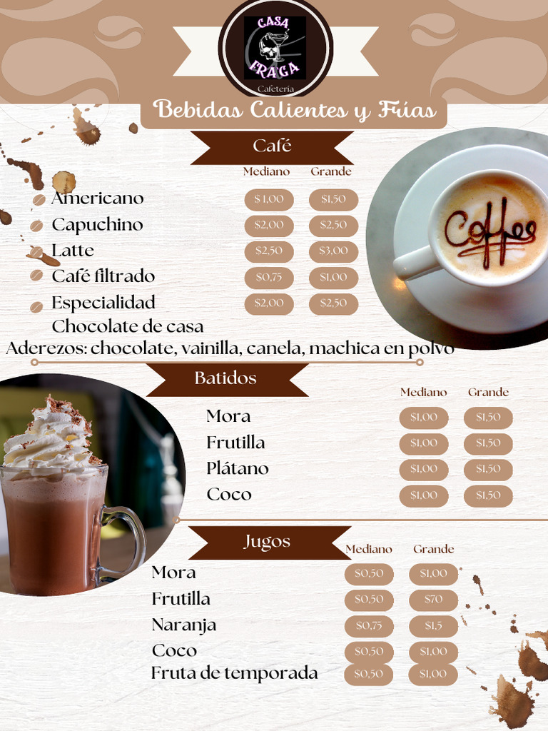 Café Menu: Drinks and Snacks Prices | PDF | Foods | Cuisine