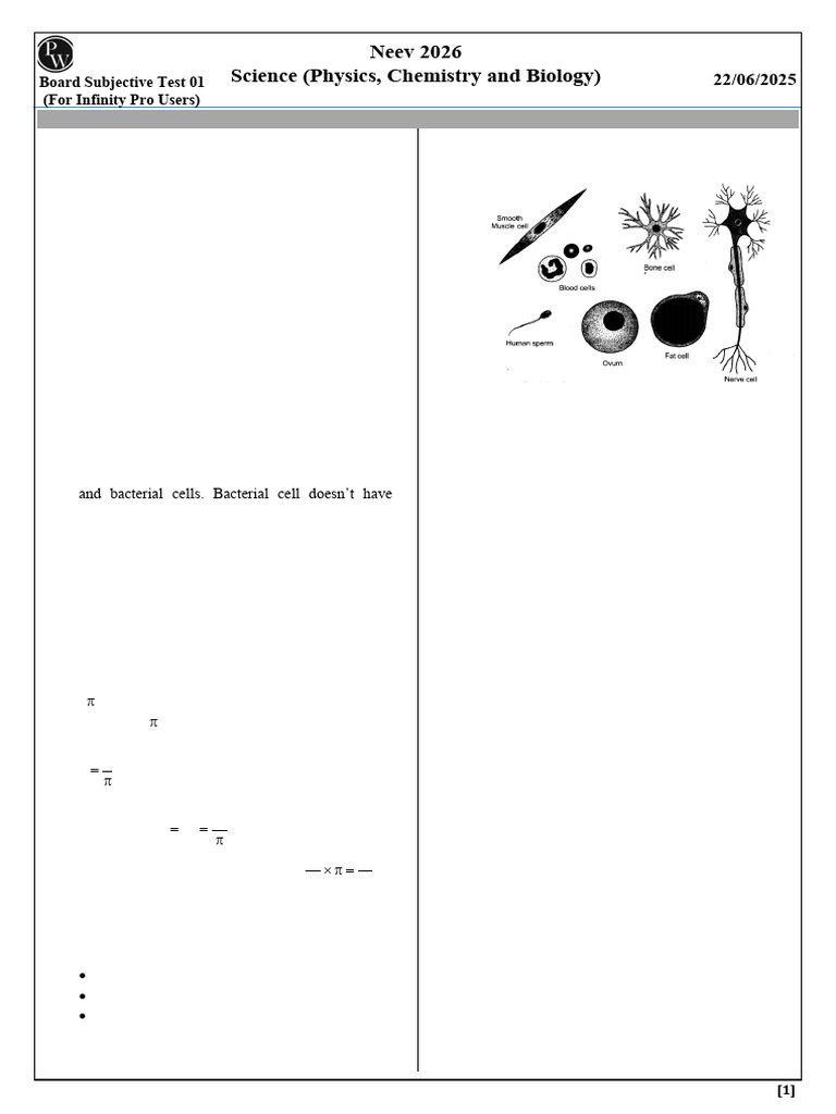 Neev 2026 Science Test Solutions | PDF | Cell (Biology) | Gases