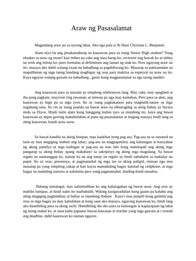 Araw NG Pasasalamat | PDF