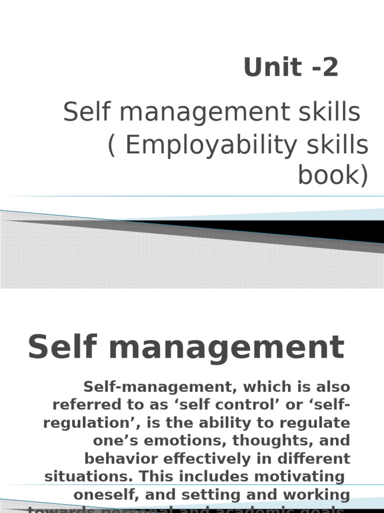 Essential Self-Management Skills Guide | PDF