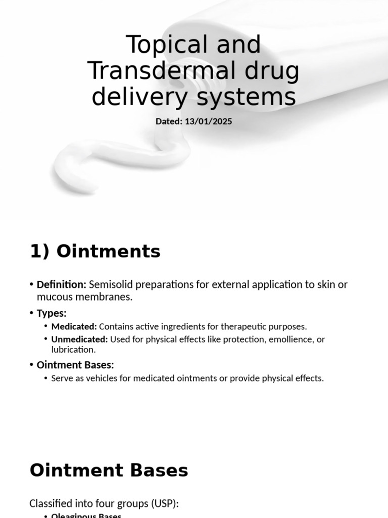 Topical Drug Delivery Systems Overview | PDF | Topical Medication ...