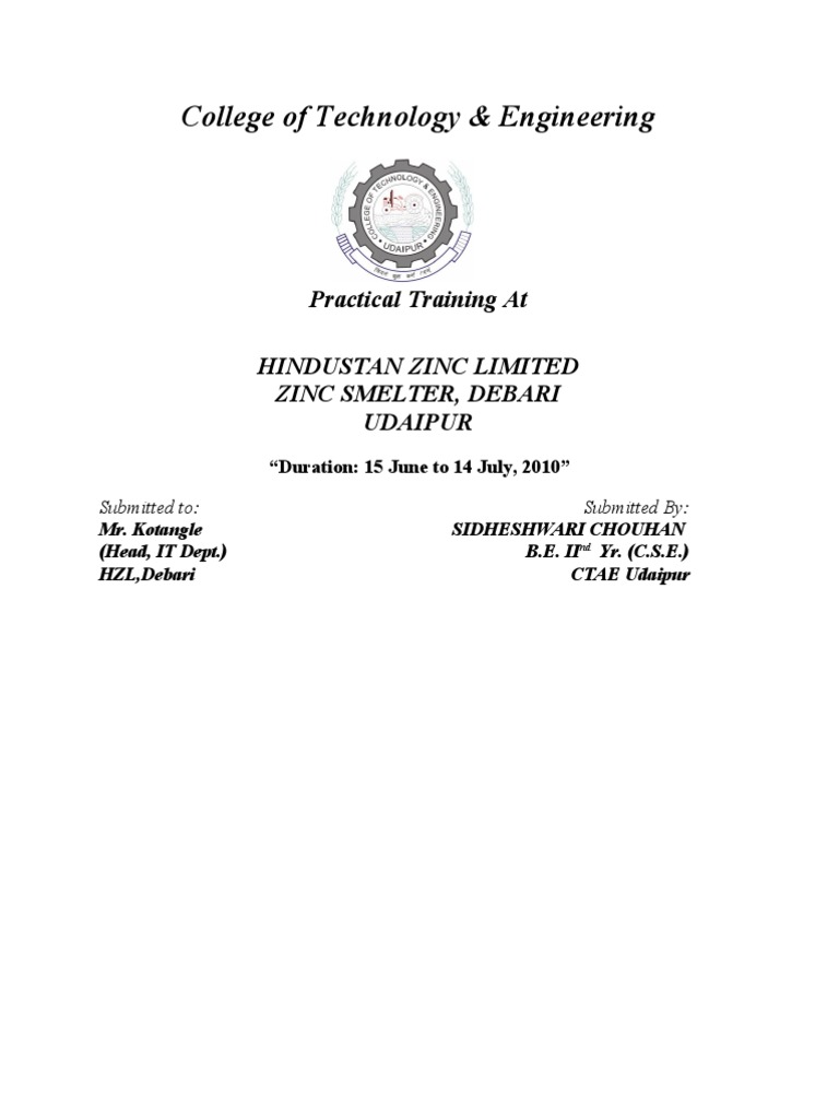 College of Technology & Engineering Practical Training at Hindustan