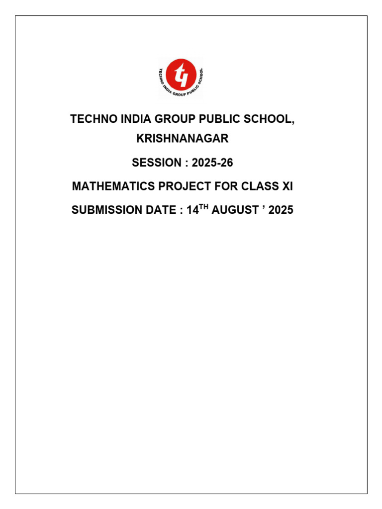 Class XI Maths Project Submission 2025 | PDF