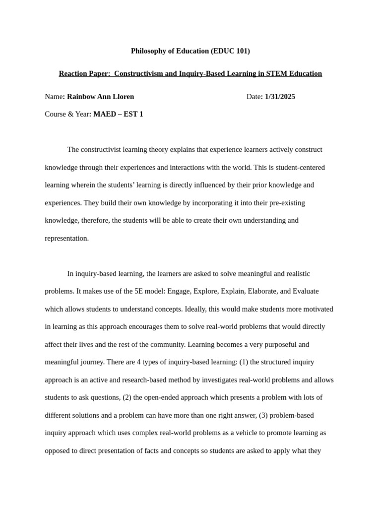 Constructivism in STEM Education | PDF | Constructivism (Philosophy Of ...