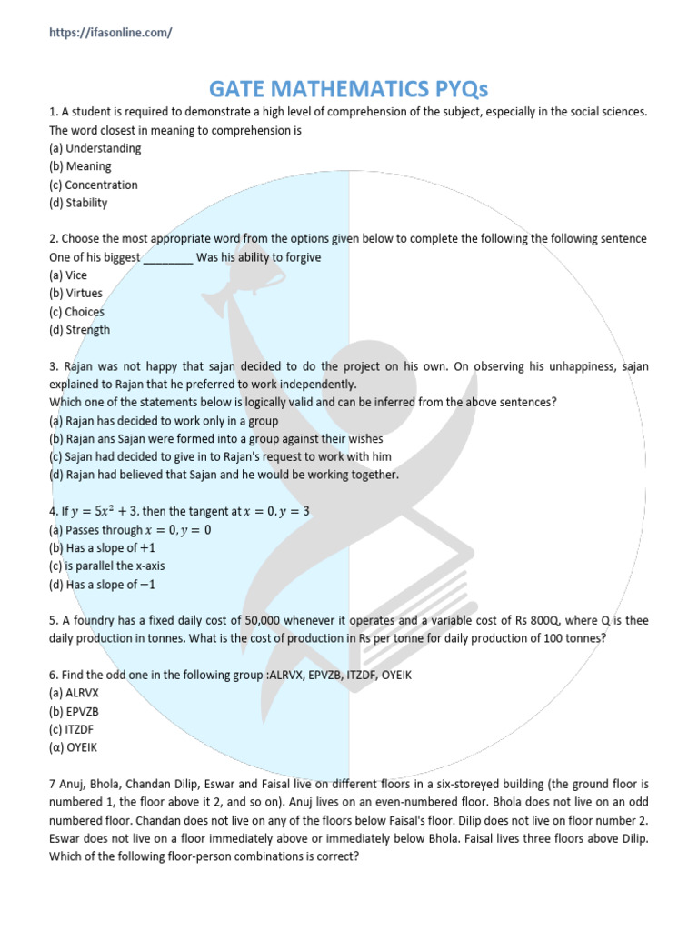 GATE Mathematics PYQs and Solutions | PDF | Linear Map | Mathematical ...