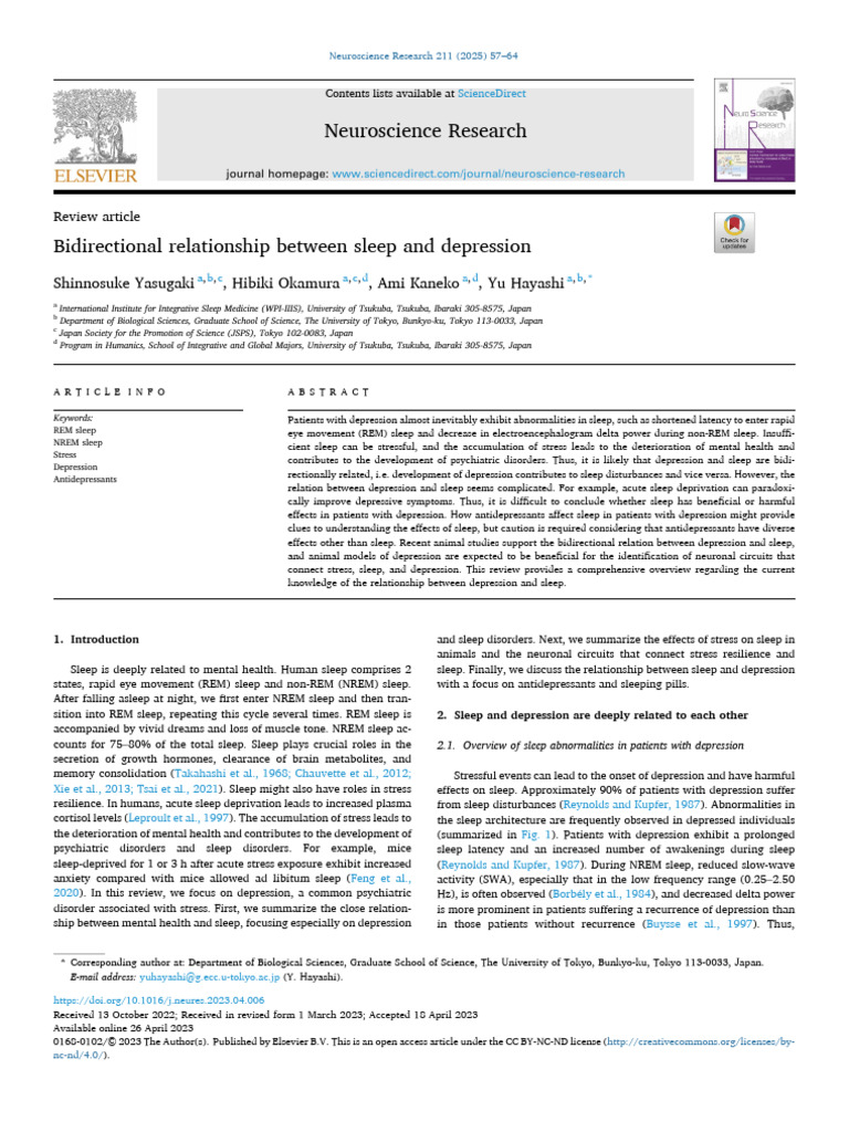 Bidirectional Relationship Between Sleep and Depression | PDF | Sleep ...