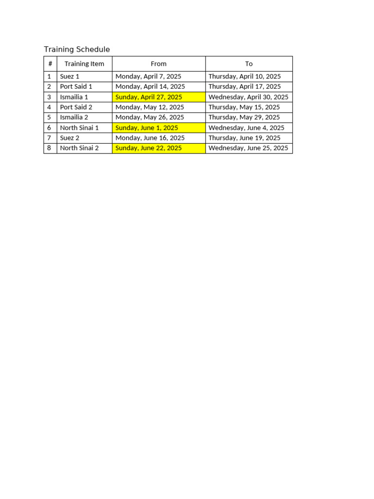 Training Schedule | PDF