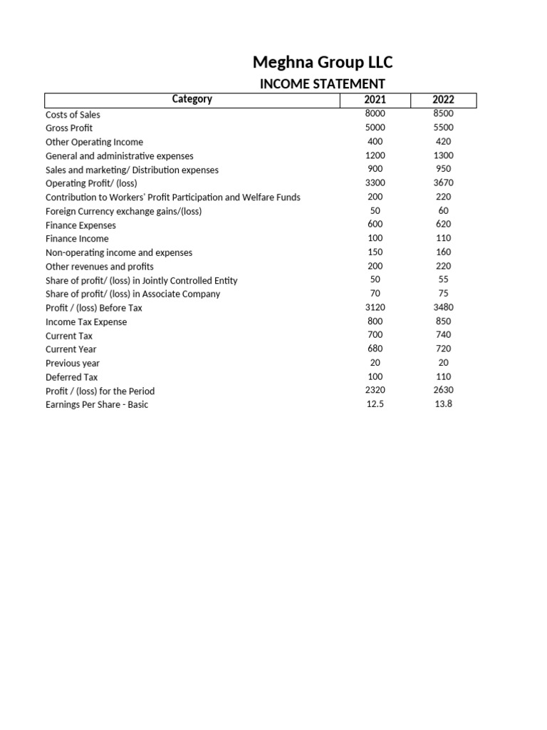 Meghna Group Income Statement | PDF