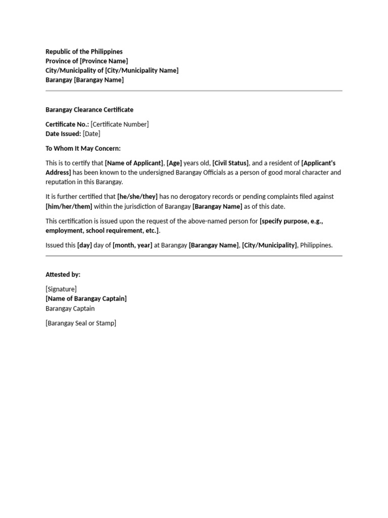 Barangay Format | PDF