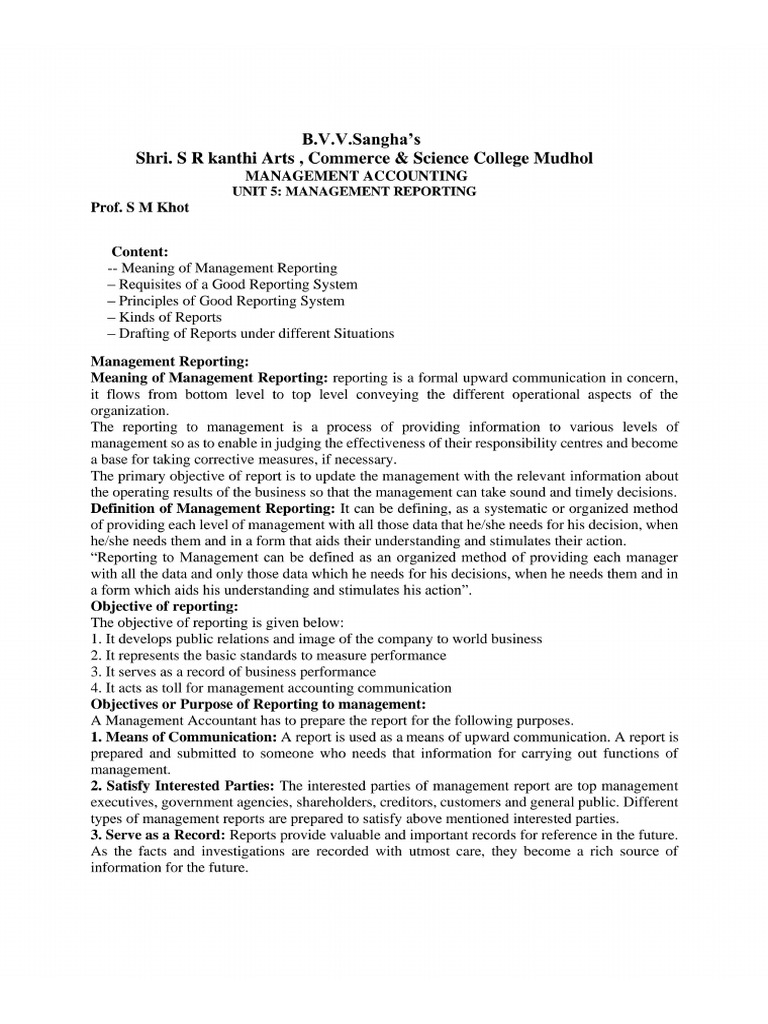Management Account 5th Unit | PDF