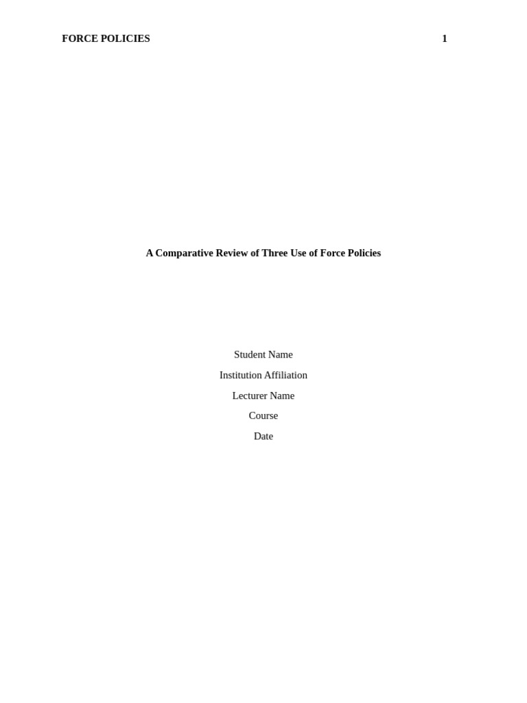 Comparative Analysis of Use of Force Policies | PDF | Use Of Force | Police