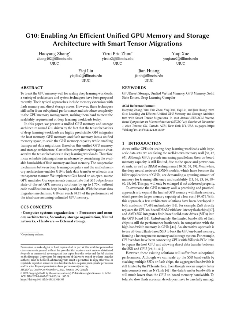G10: Unified GPU Memory with Smart Migrations | PDF | Graphics ...