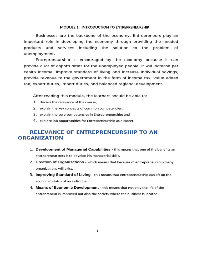 Introduction to Entrepreneurship Concepts | PDF | Entrepreneurship ...