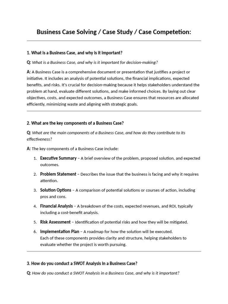 Business Case Solving | PDF | Performance Indicator | Risk