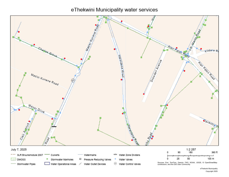Map of Choosen Place Showing Pipelines and Other Water Related ...