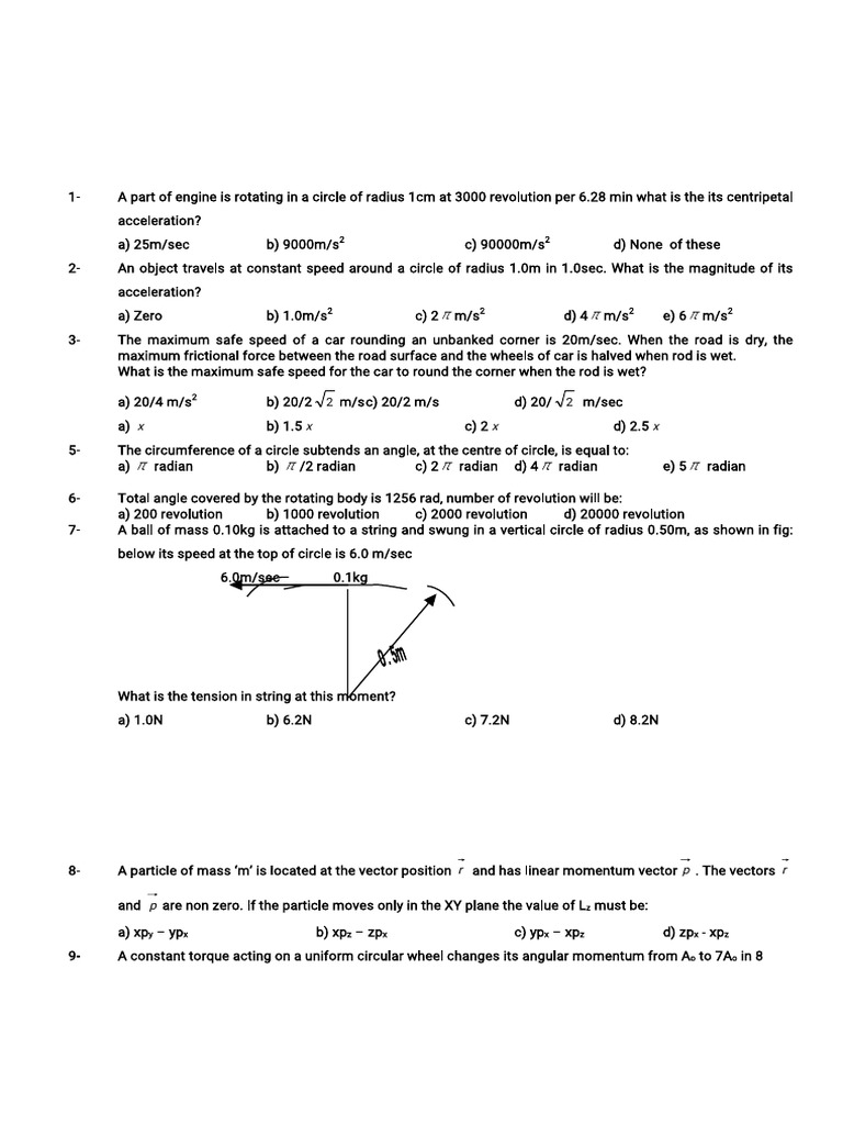 Centripetal Acceleration and Motion Problems | PDF | Motion (Physics ...